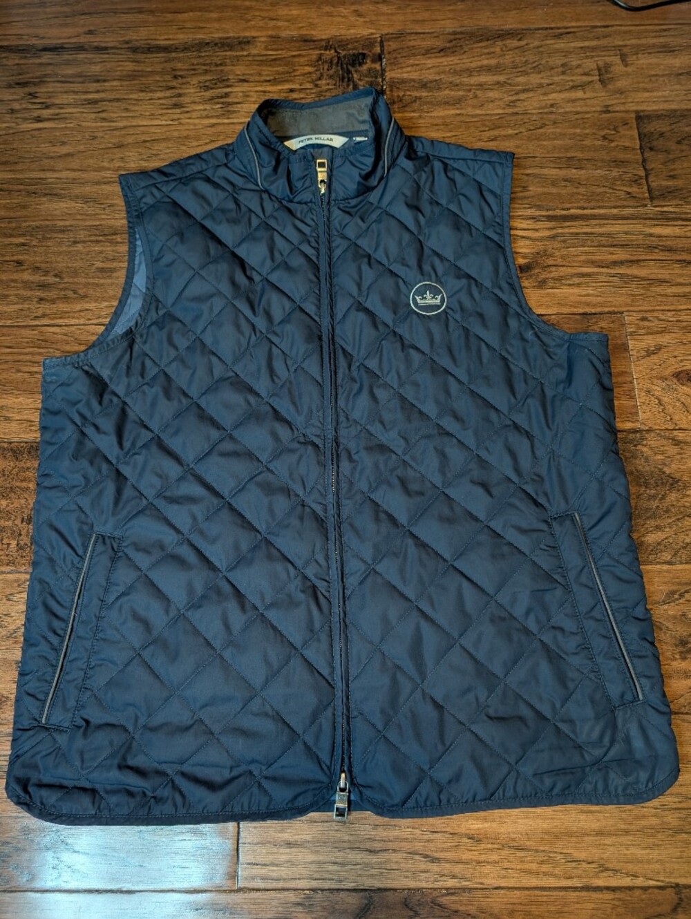 Peter Millar Essex Diamond Quilted Navy Blue Crown Vest Size Medium